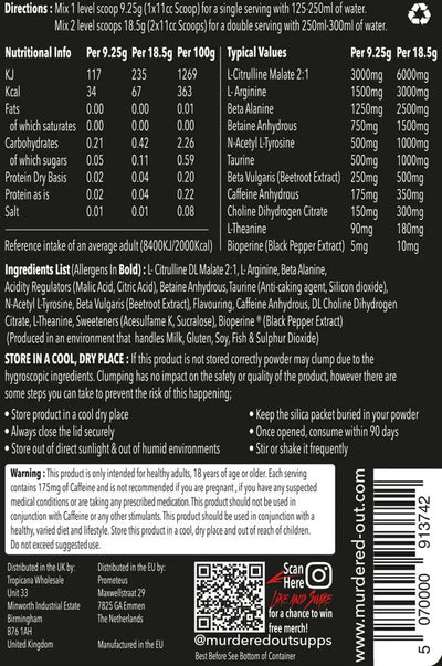 Murdered Out Insidious Pre-Workout - 463 g Bubblescum