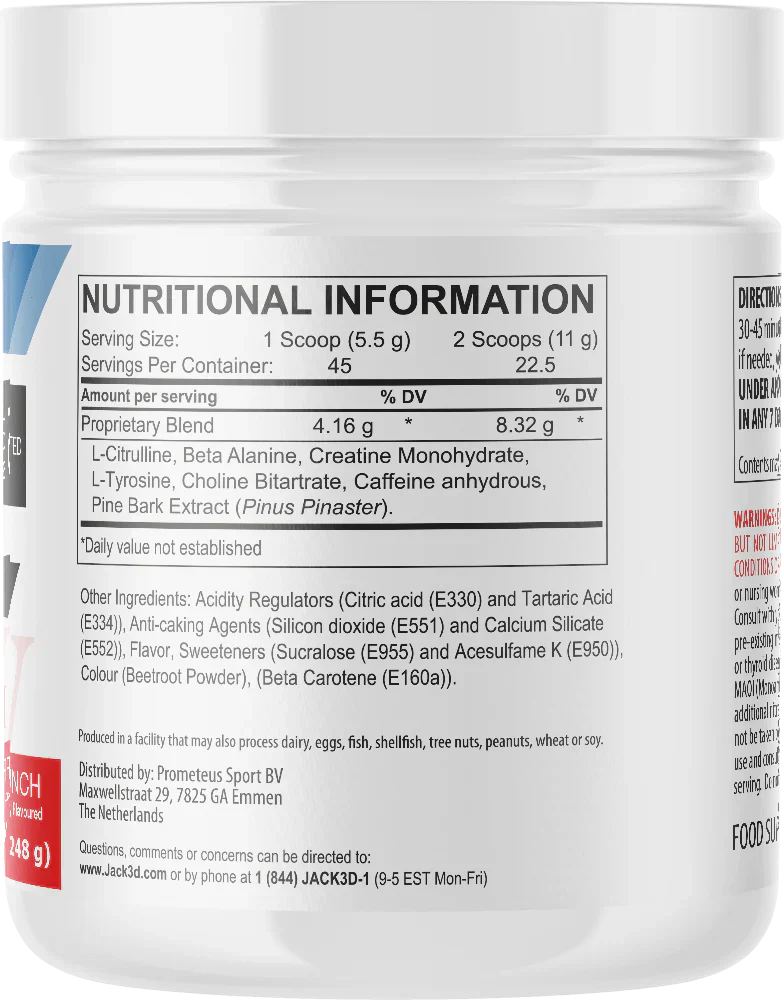 Jack3d Advanced Pre-workout Raspberry Lemonade