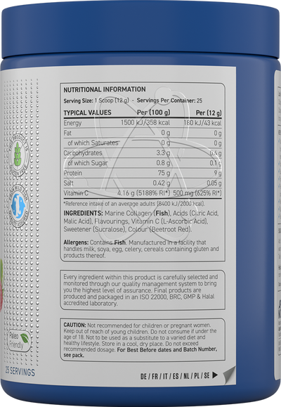 Applied Nutrition Marine Collagen Powder - 300 g Strawberry Raspberry