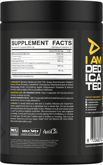 Dedicated Nutrition Vaso-Grow - 125 caps