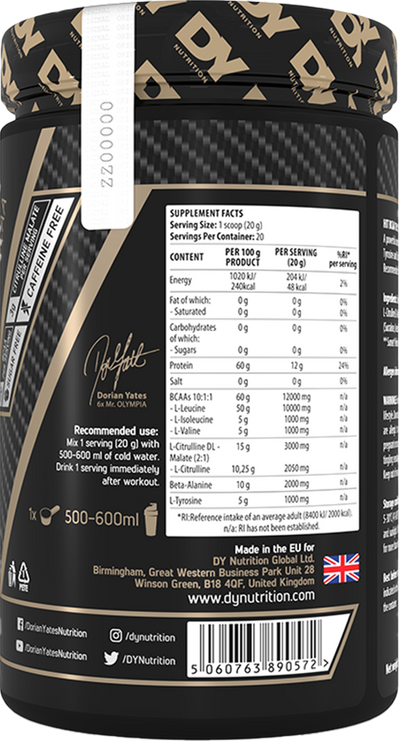 Dorian Yates Nutrition HIT BCAA 10:1:1 - 400 g Strawberry
