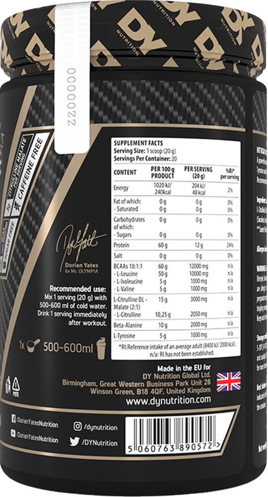 Dorian Yates Nutrition HIT BCAA 10:1:1 - 400 g Pineapple