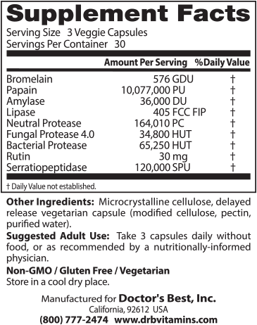 DrB0184 Proteolytic Enzymes - 90 veggie caps