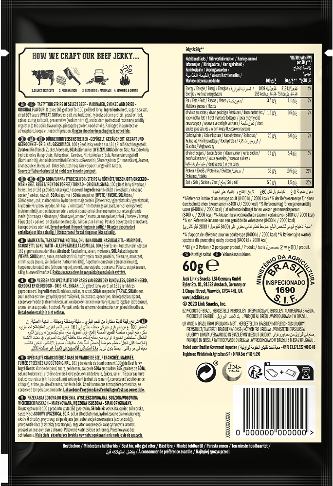 Jack Link's Beef Jerky - 12 x 60 g Original