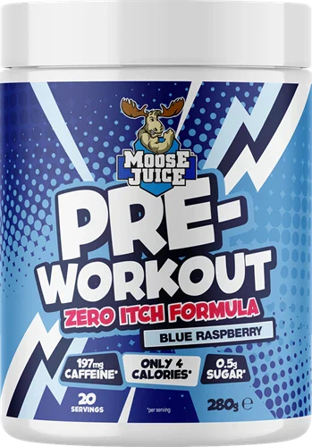Muscle Moose Pre-Workout Zero Itch Formula - 20 servings Blue Raspberry
