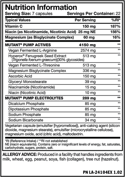 Mutant Pump - 154 caps