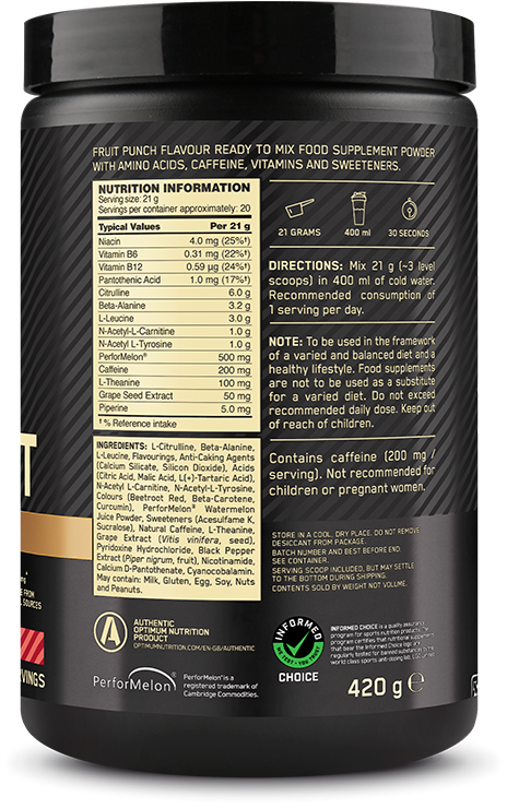 Optimum Nutrition Gold Standard Pre-Workout Advanced - 400 g Fruit Punch
