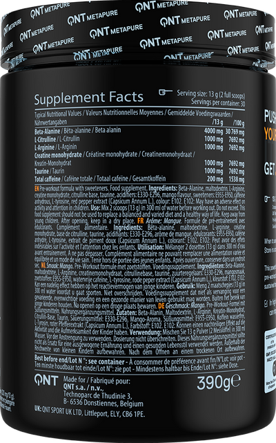 QNT Pre-Workout Overdrive - 390 g Mango Massacre